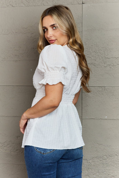 Whimsical Wonders Button Down Top- White