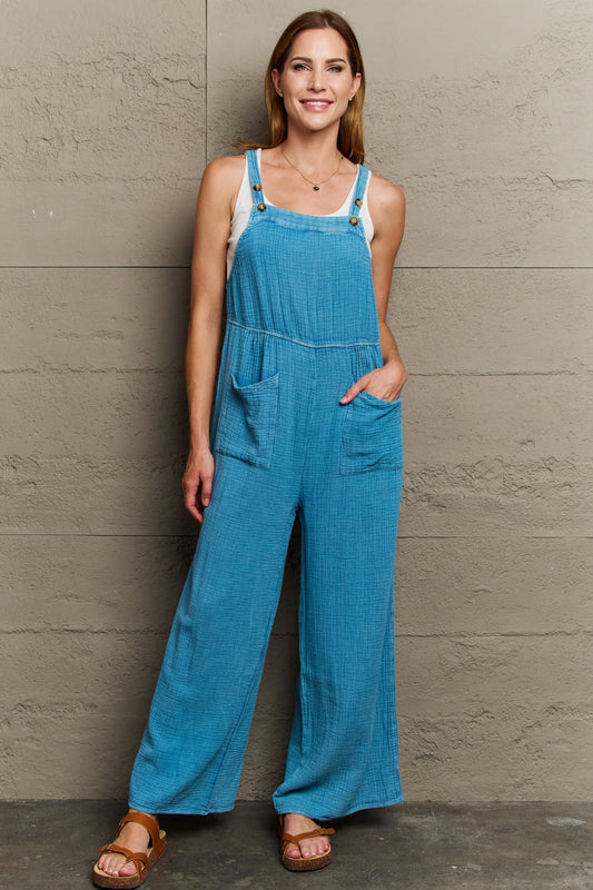 Playful Mineral Wash Gauze Overalls