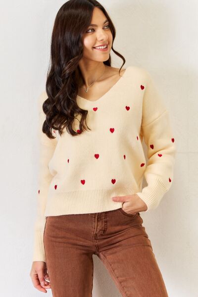 Hearts V-Neck Sweater