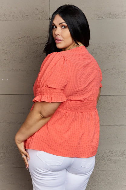 Whimsical Wonders Button Down Top- Coral