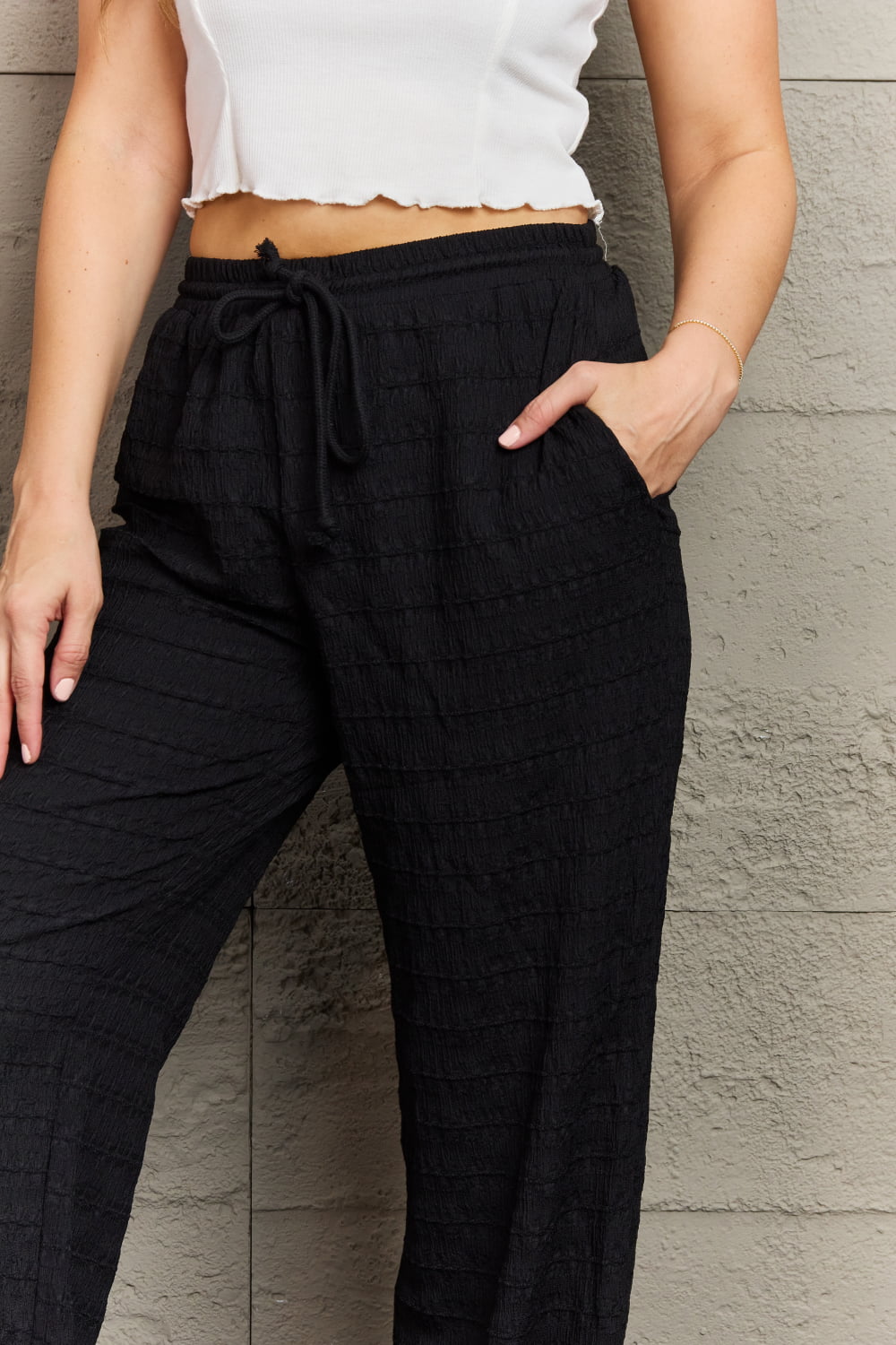 Dainty Delights Textured High Waisted Pant