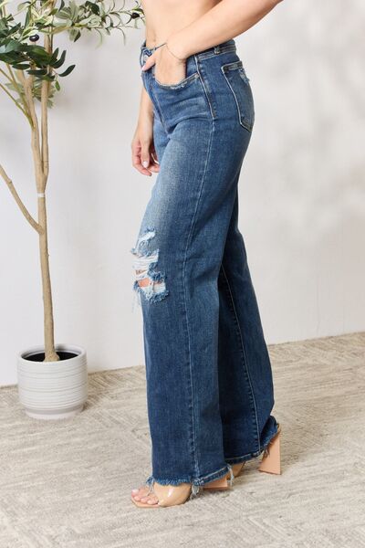 Judy Blue High Waist 90's Distressed Straight Jeans