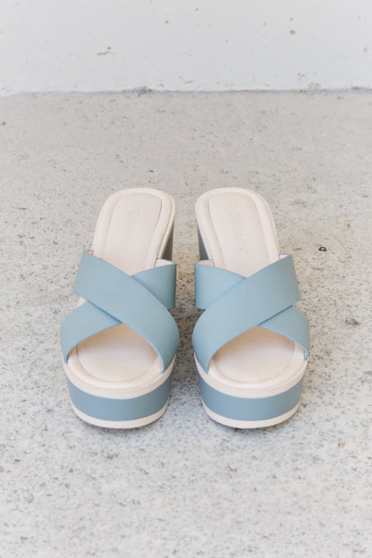 Cherish The Moments Contrast Platform Sandals- Misty Blue