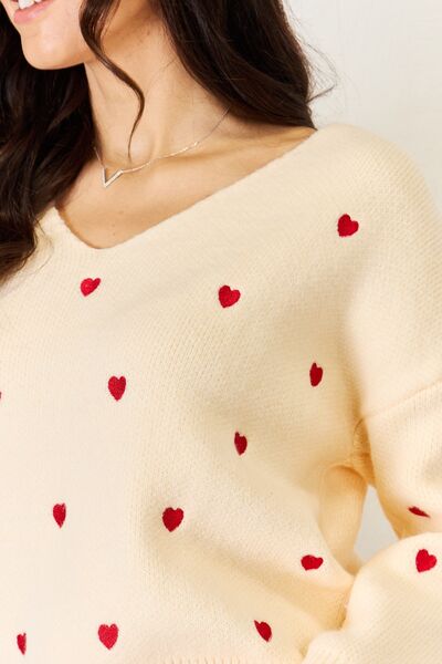 Hearts V-Neck Sweater